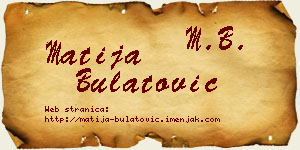 Matija Bulatović vizit kartica